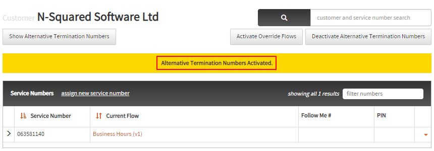 alternative termination number warning