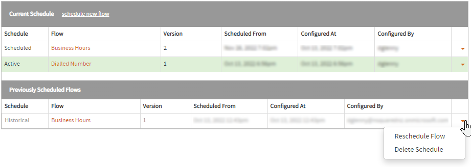 service number historical flow options